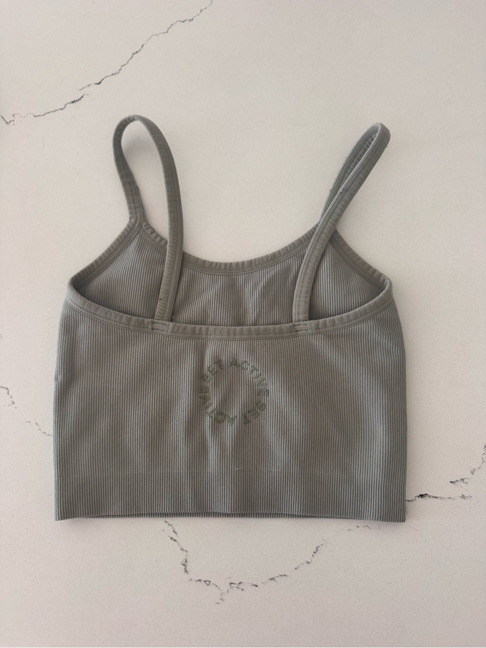 SET Active Grey Ribbed Top Green - Picture 2 of 2